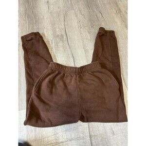 Kyoyo Joggers Womens Small Brown Draw String Fleece W/  Pockets Sweatpants